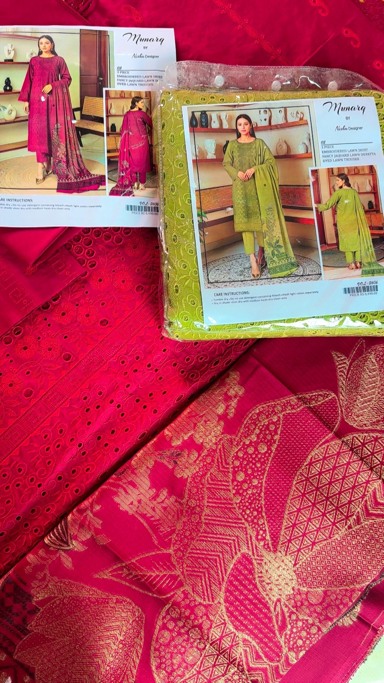 Munarq by Nisha Designer Lawn 3PC Suit – Embroidered Pakistani Dress